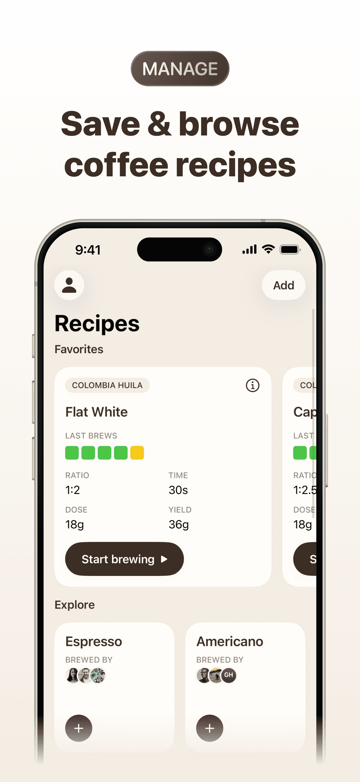 Save and browse recipes